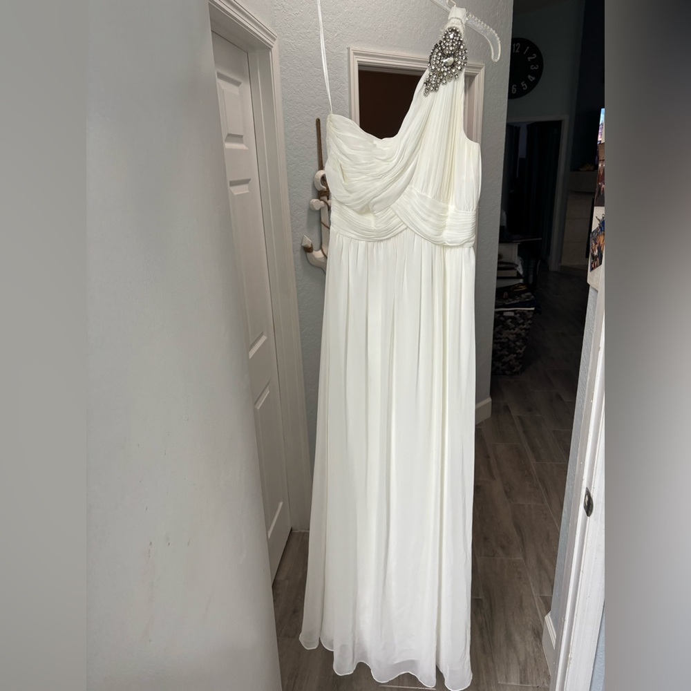 Calvin Klein Ivory One Shoulder Dress